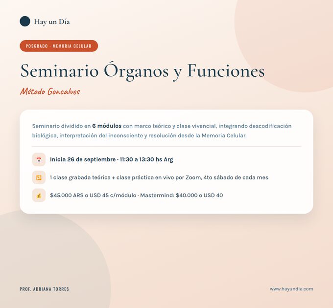 Flyer del Seminario de Órganos y Funciones